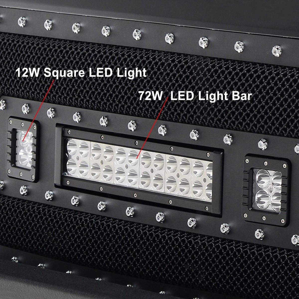 Black Stainless Steel Wire Mesh Grille with 3 LED Lights V936215