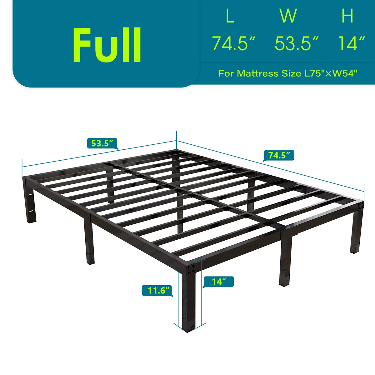 Queen Heavy Duty Metal Platform Bed Frame P1791
