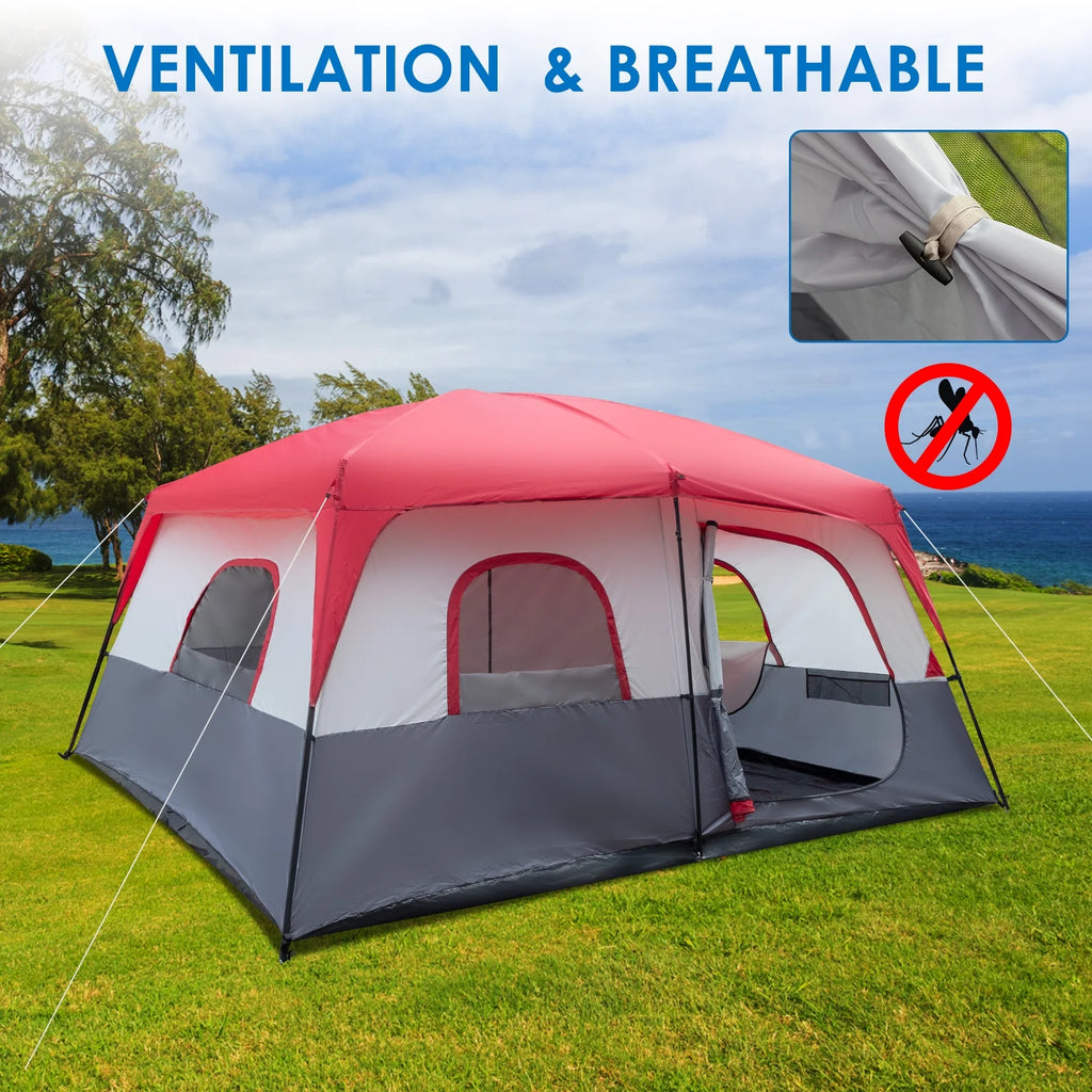 10 Person Waterproof Cabin Tent with Rainfly V575
