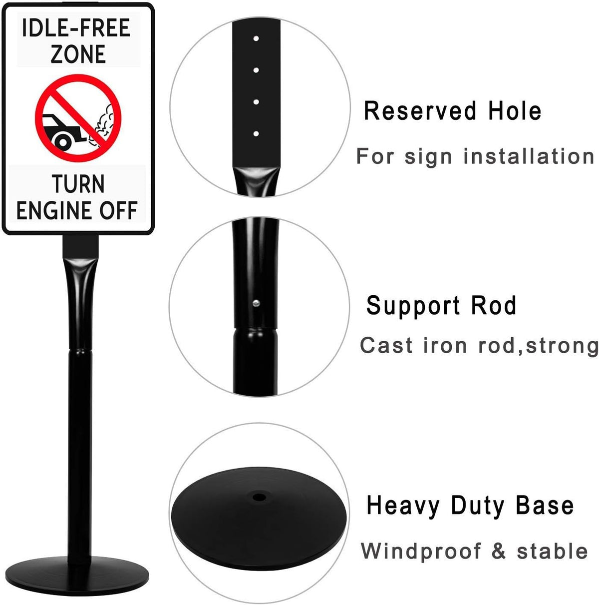 48" Heavy Duty Cast Iron Movable Sign Stand, Black, Pack of 2 C991470