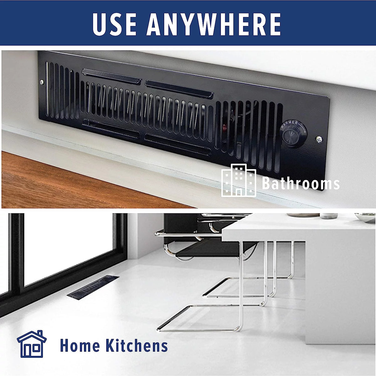 Under Cabinet Fan Forced Kickspace Heater, 120 Volt 1,500 Watt, 15 3/8" Wide A779167