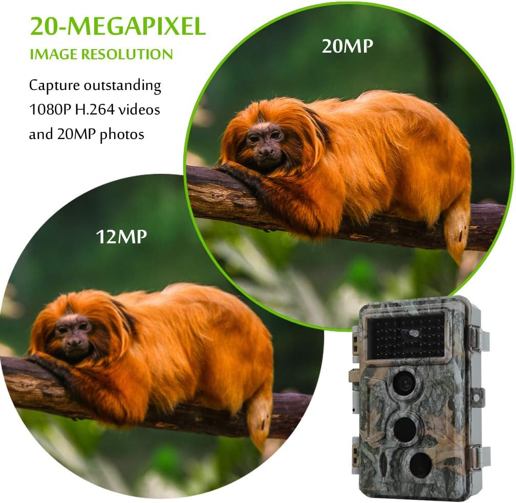 20MP 1080P Night Vision Motion Detection IP66 Waterproof Trail & Hunting Camera Pack of 2 P809587