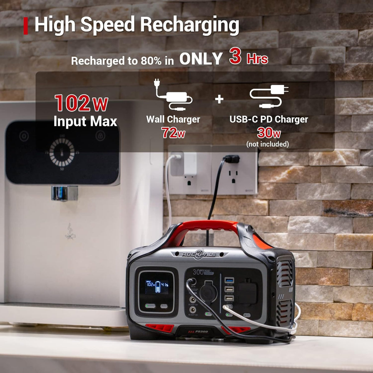 300W Portable Power Station 280wh Solar Generator with 110V AC Outlet W979389