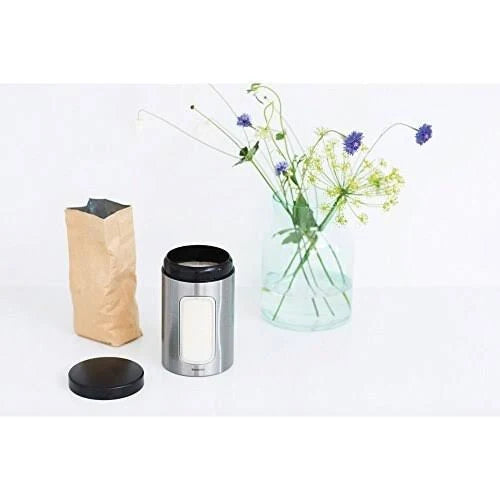 3-Piece Window Canister Set, 1.4-Liter, Matte Steel with Black Lid V762