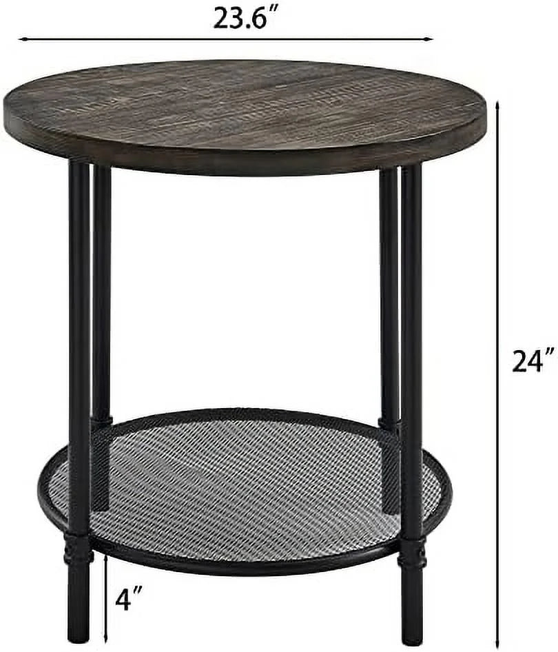 Round Coffee Table with Casters Metal Legs Solid Wood Brushed Black G987696