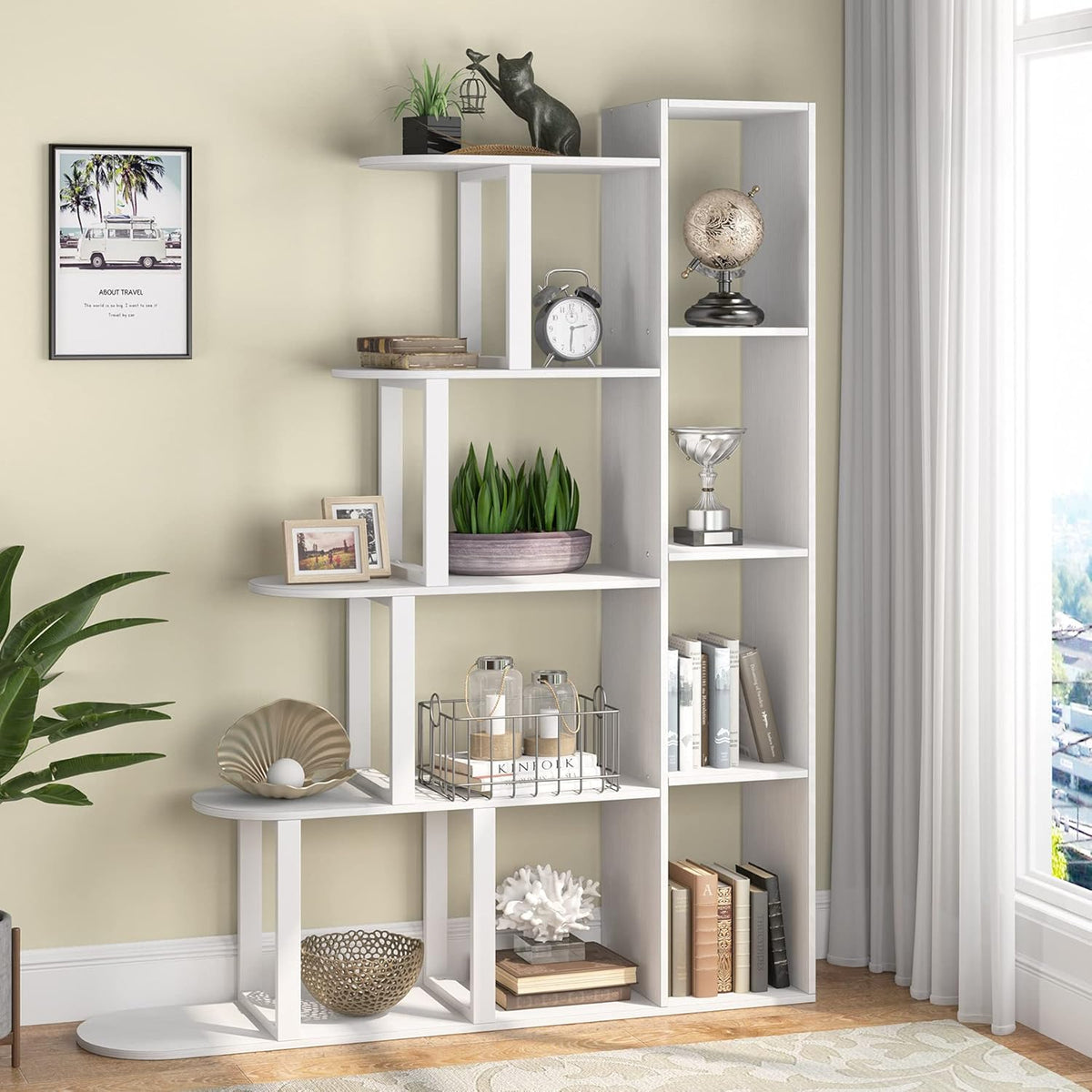 5-Tier Corner Ladder Shelf Rustic Brown H275