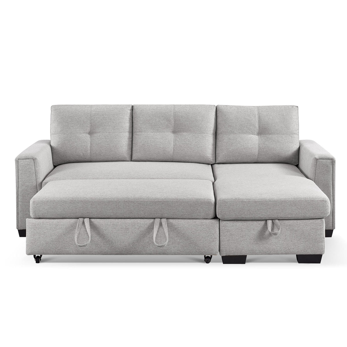 Light Grey L-Shape Pull-Out Sleeper Sectional Sofa X608