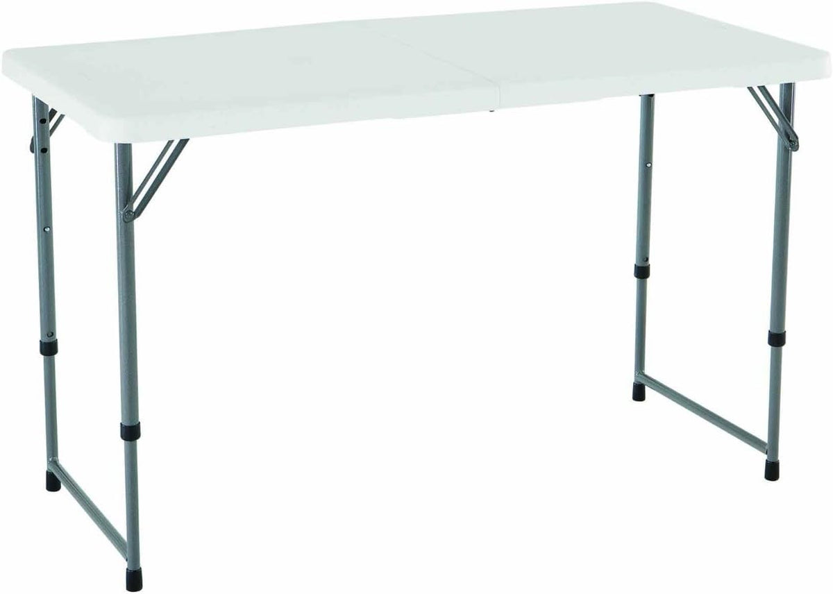 White 4 Foot Folding Utility Table with Carrying Handle A63410