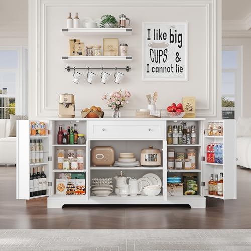54" Black Wood Buffet Cabinet with Drawer S32066
