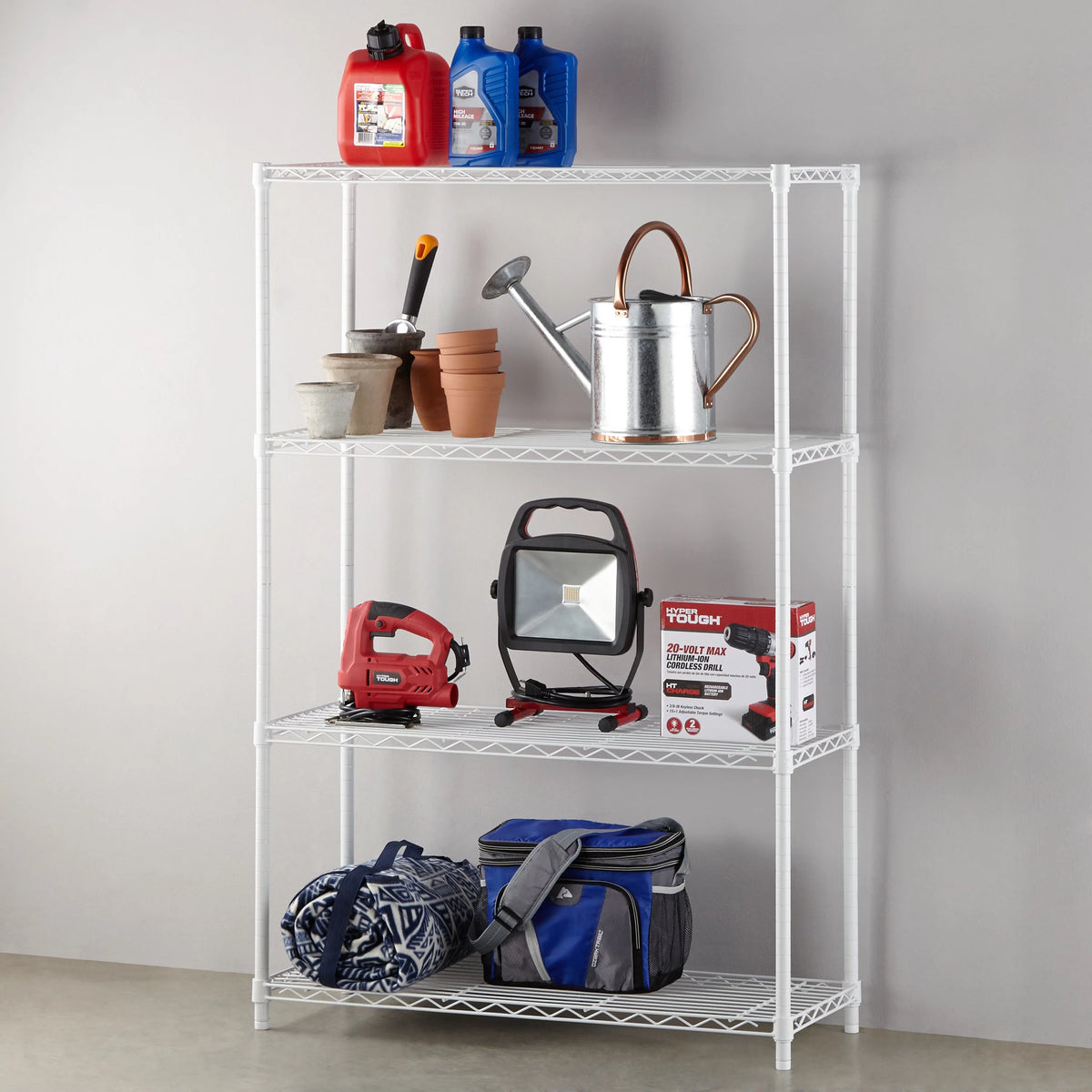 Steel 4-Tier Storage Shelf Unit White T22584