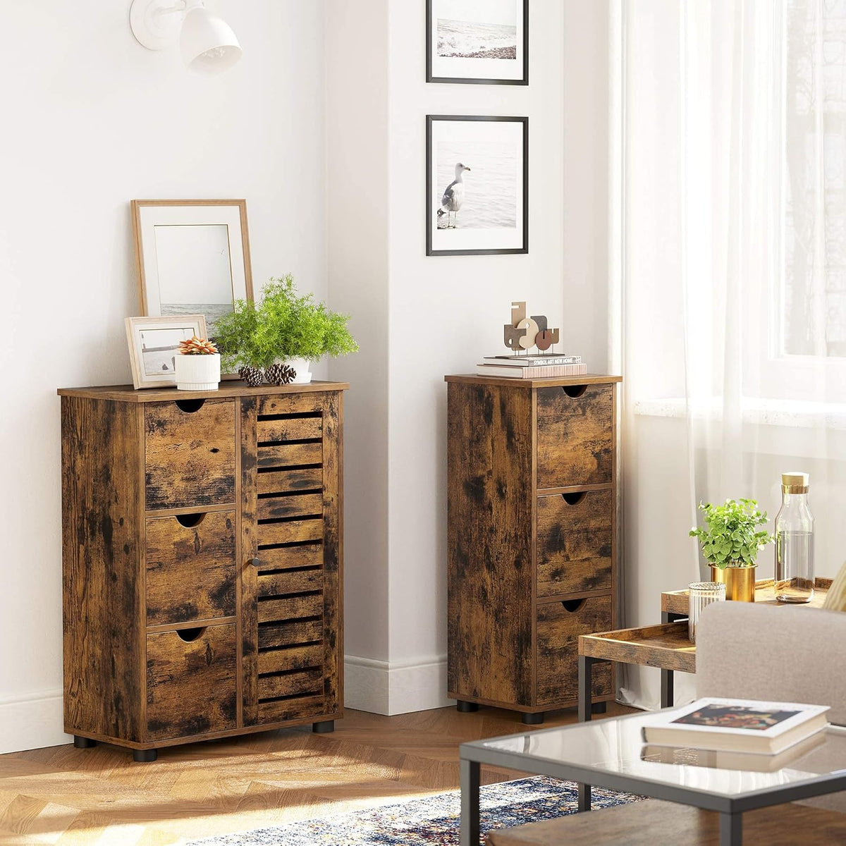 Rustic Brown 3 Drawer Storage Cabinet Y141637