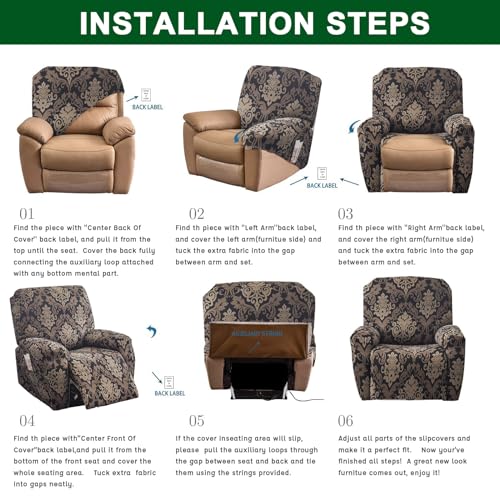 4-Pieces Non Slip Recliner Slipcovers with Arms Y7051