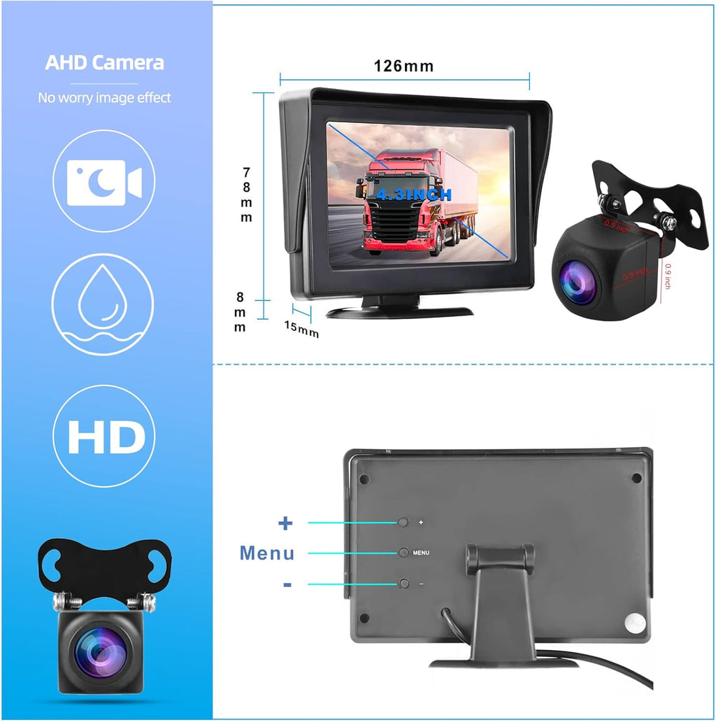 Wireless Backup Camera with Monitor Kit 4.3" HD 1080P Rear View Camera Waterproof Night Vision Pack of 2 G649585