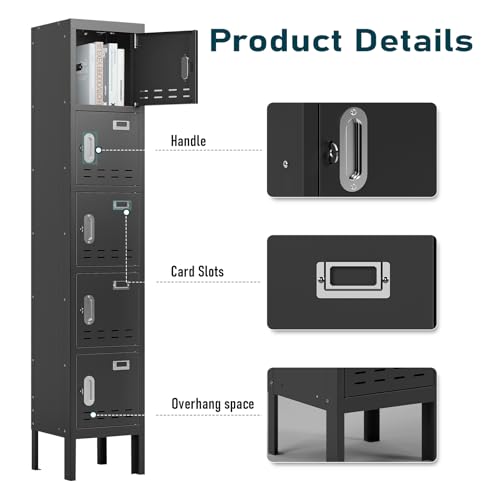 Metal Storage Locker with Door, Card Slot, 66" Height Steel Locker B279