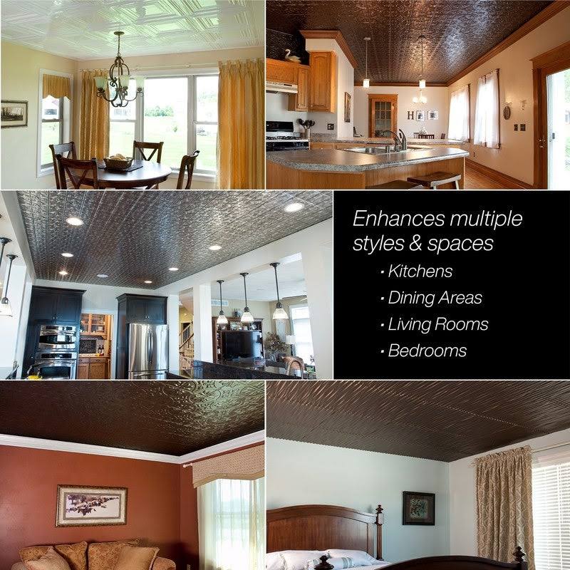 Moonstone Copper Decorative Vinyl Glue Up Ceiling Tile (5 Pack) Z523