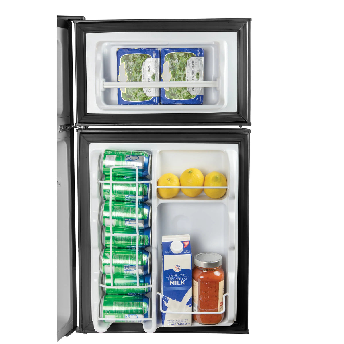 3.2 Cu. Ft. Double Door Refrigerator With Freezer, Black J6026