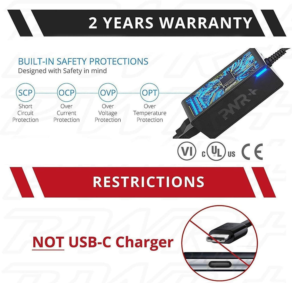 90W 65W 45W Car Charger for HP Envy Pavilion Spectre X360 EliteBook X360, Extra Long 10 Ft Pack of 2 V3073