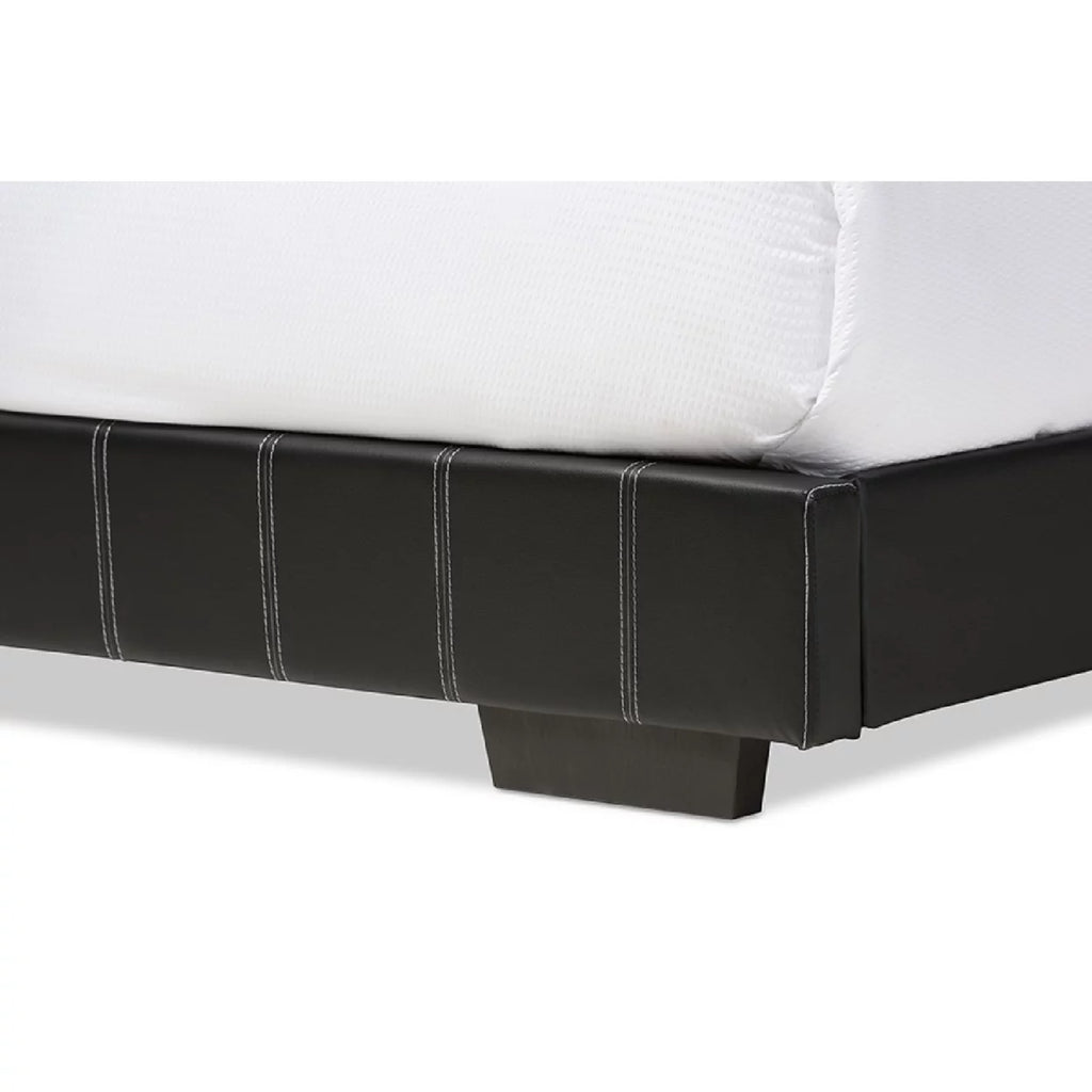 Black Faux Leather Full Size Platform Bed N90853