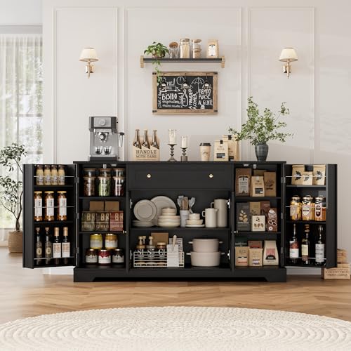 54" Black Wood Buffet Cabinet with Drawer S32066