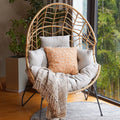 Oversized Wicker Egg Chair with Stand and Cushion O279