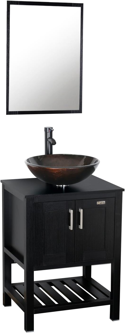 24 inch Bathroom Vanity with Ceramic Vessel Sink and Faucet A480