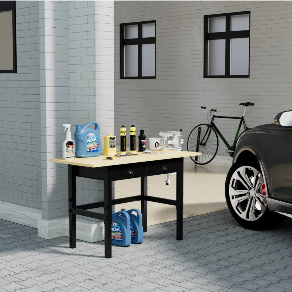 55'' Adjustable Work Bench with Power Outlets and Drawers P306