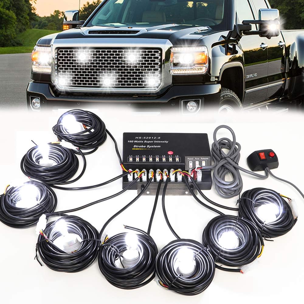 White Pack of 2 Strobe Lights Kit with Controller J562