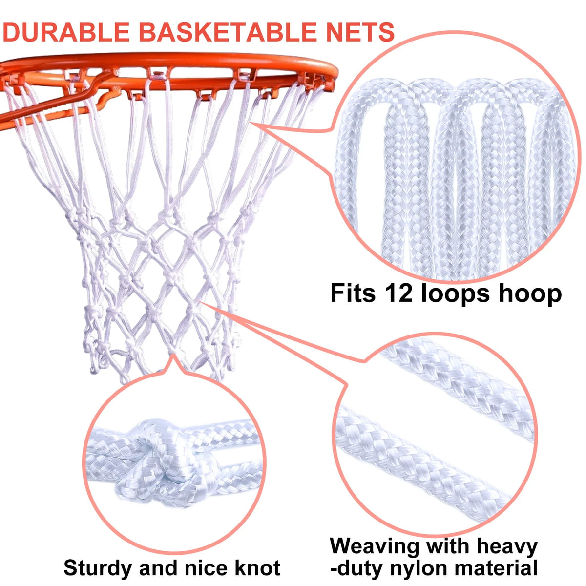 2 Pack Basketball Net Replacement 12 Loops A9823