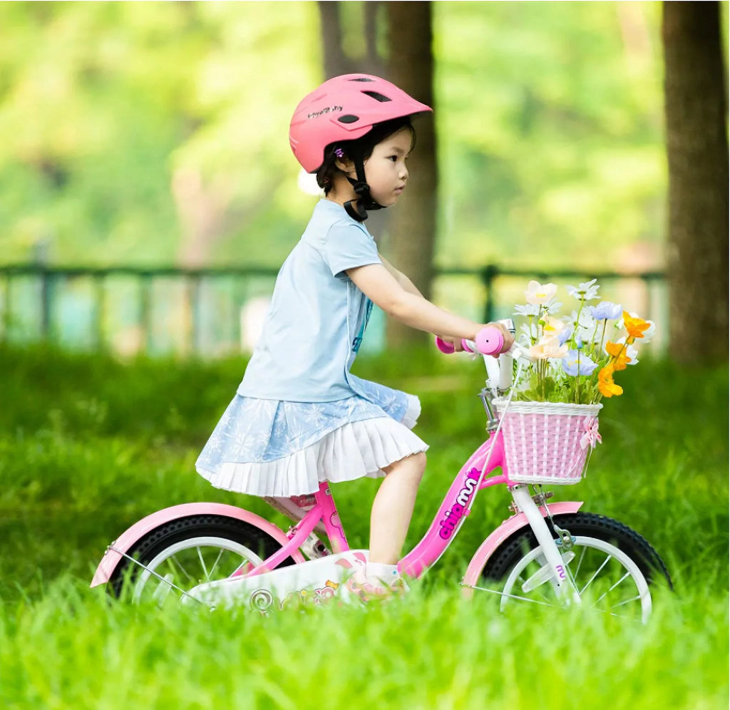 Green 14 Inch Kids Bike with Basket W8354