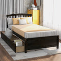 Twin Size Wood Platform Bed with Headboard and Storage V7056