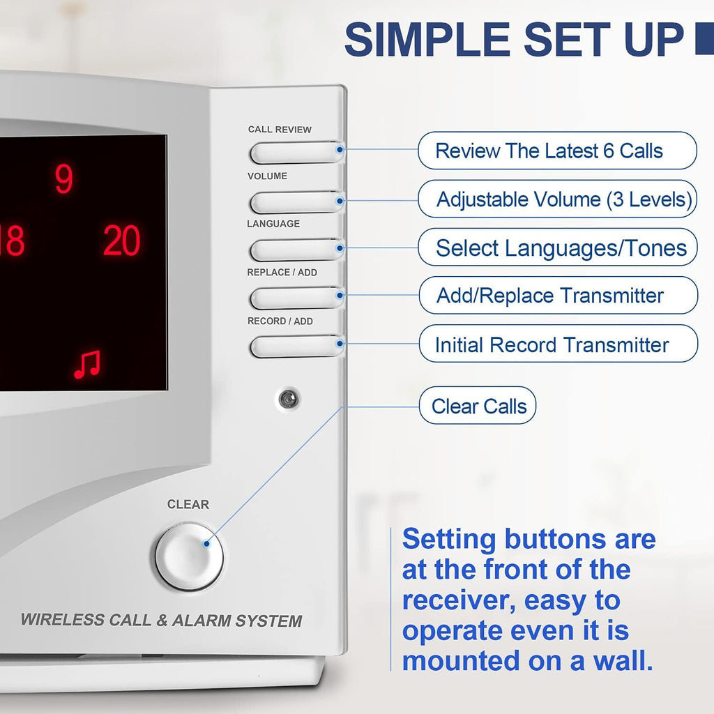 Wireless Calling System with 10 Waterproof Call Buttons and 1 Monitoring Unit J85509
