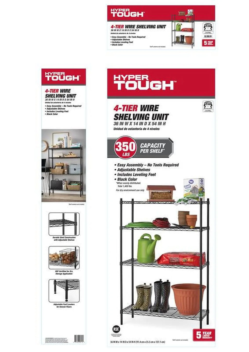 Steel 4-Tier Storage Shelf Unit White T22584