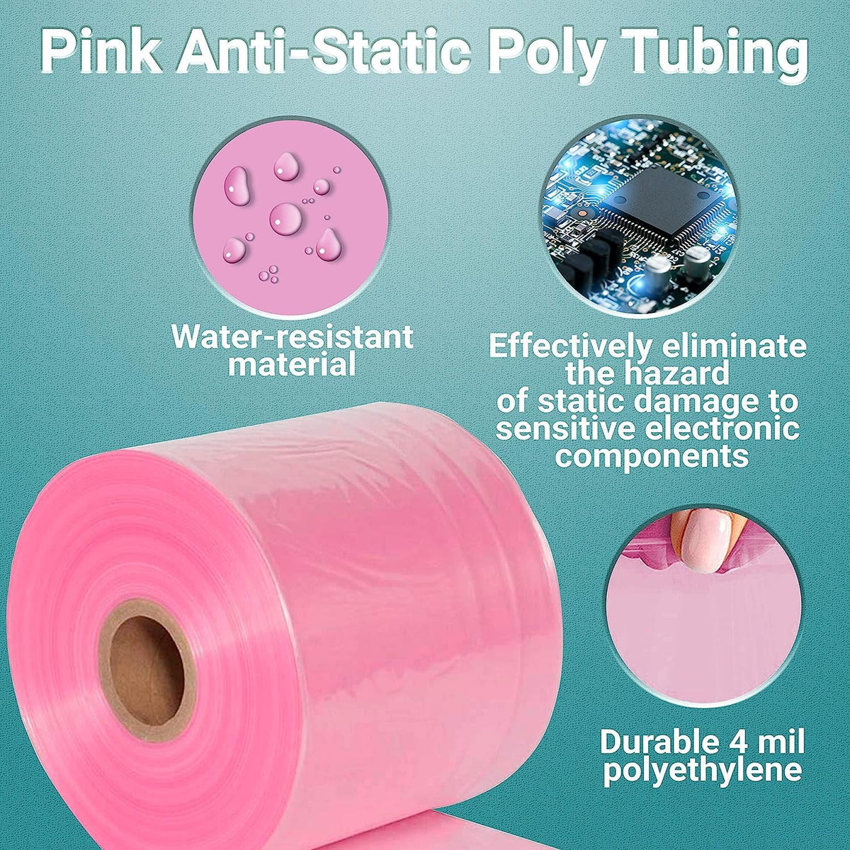 Pink Anti-Static Poly Tubing 10 X 1075 4 mil O30220