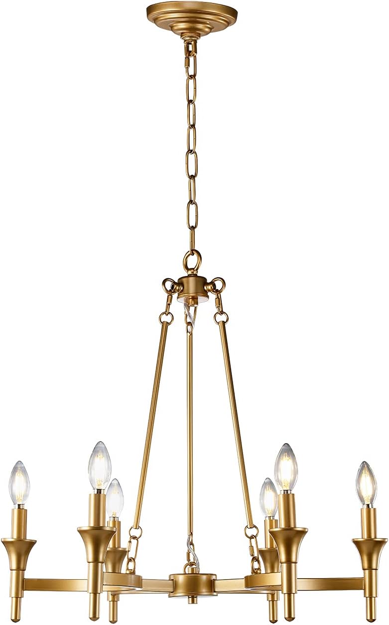 6-Lights Gold Candle-Style Chandelier W79832