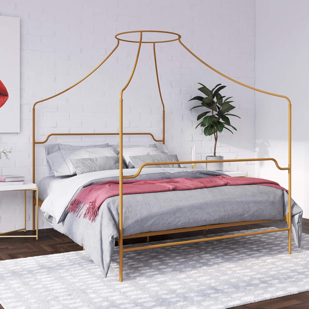 Full Size Gold Metal Canopy Bed S6206