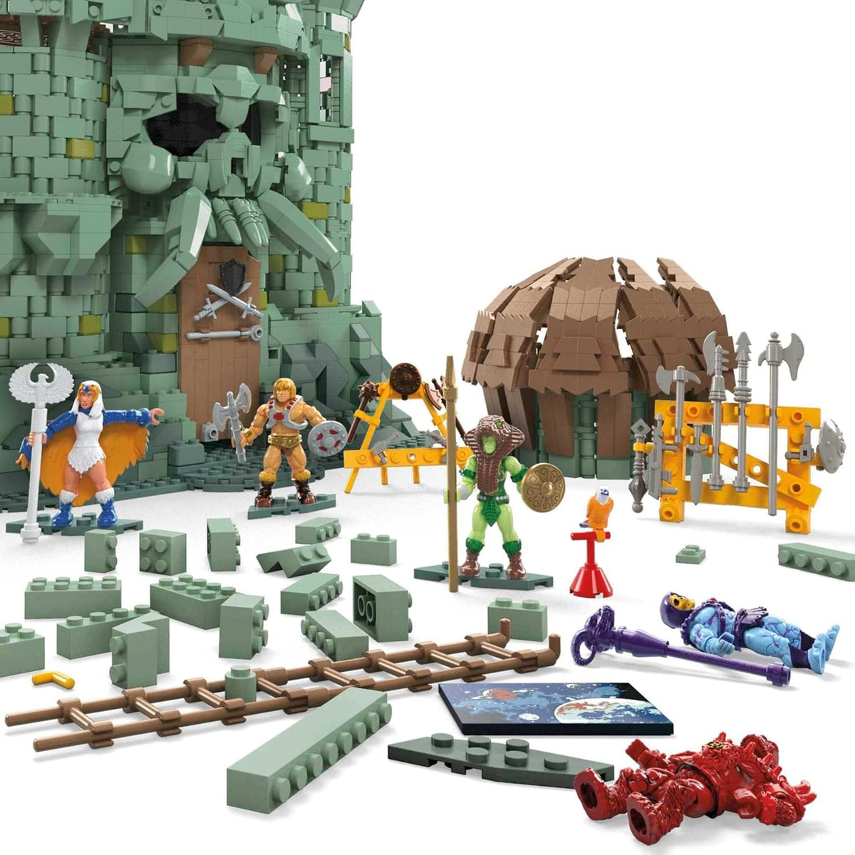 Castle Grayskull Building Set with 3508 Pieces, 6 Poseable Micro Action Figures, 13+ Inches Tall N38600