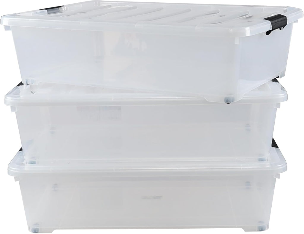 3-Pack 50 Quart Plastic Underbed Storage Bins with Lids E2241