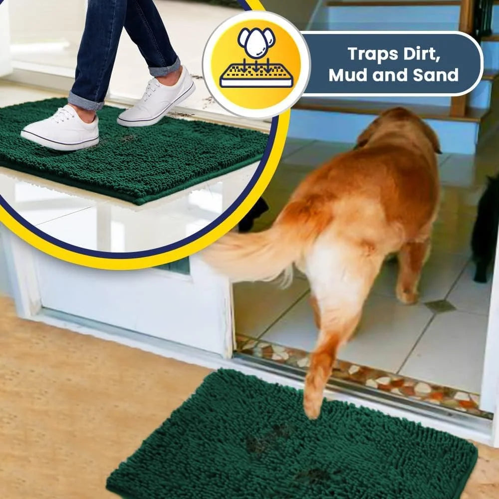 Dark Green Non Slip Microfiber Door Mat 24"X60" C493346