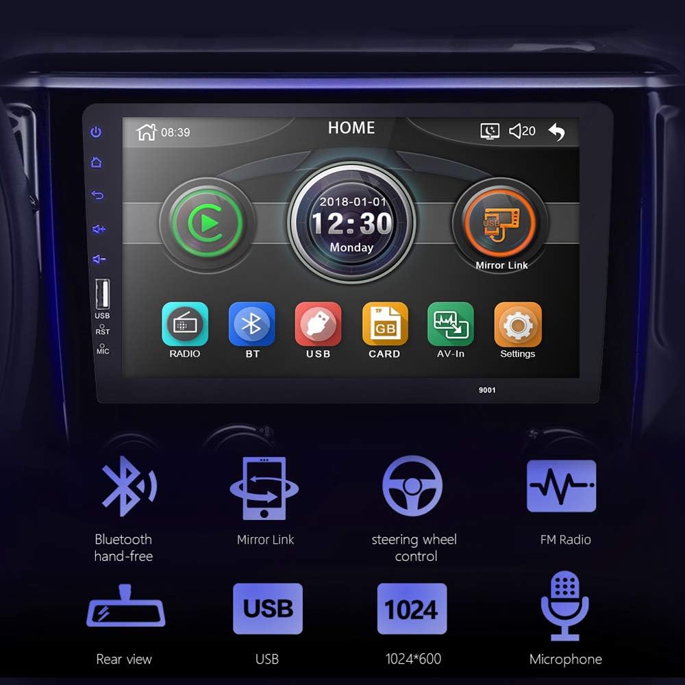 9 Inch Single Din Car Stereo Touch Screen with Mirror Link Backup Camera Bluetooth FM Radio AUX/USB/TF MP3/MP4/MP5 Player O71872