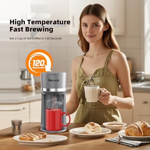 Black Single Serve Coffee Maker for K Cup and Ground Coffee, 6 to 12 oz. Brew Sizes G958