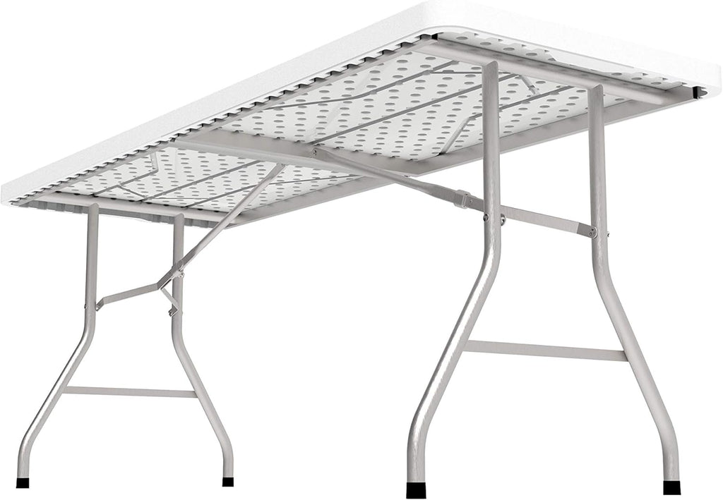 White 4 Foot Folding Utility Table with Carrying Handle A63410