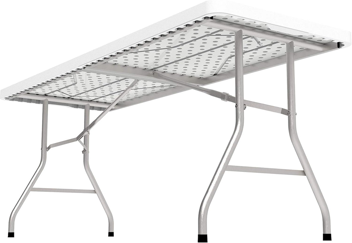 White 4 Foot Folding Utility Table with Carrying Handle A63410