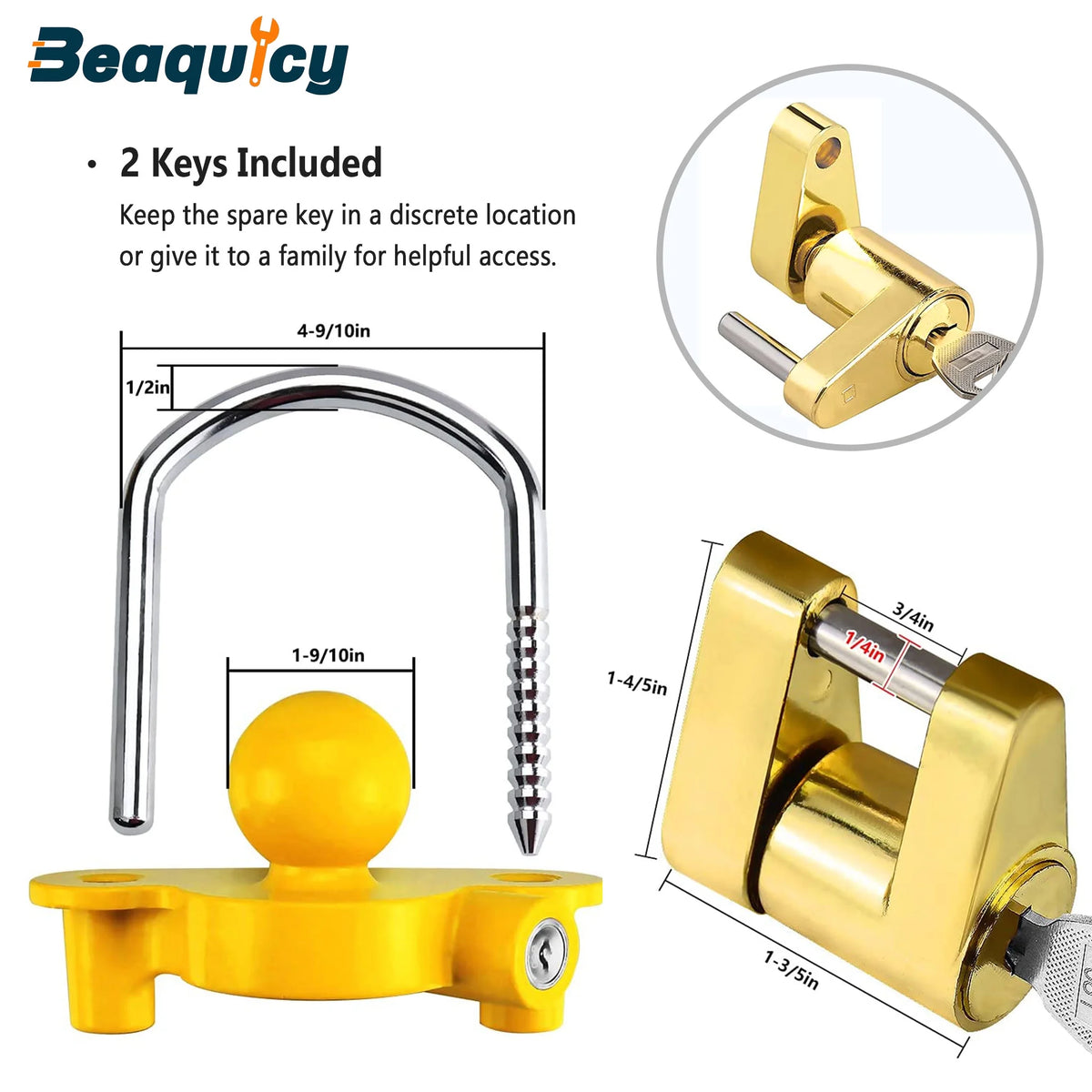 Trailer Hitch Security Lock Set with Pin Lock, Share 2 Keys R8082