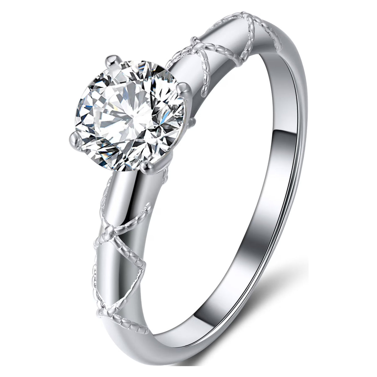 1 Ct Moissanite Sterling Silver Engagement Ring P1977