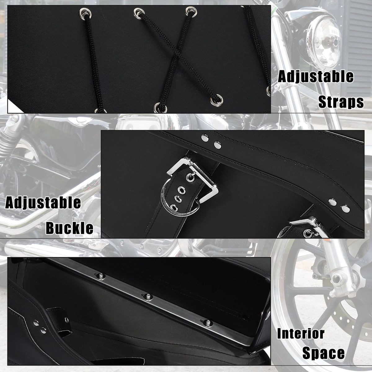 Black Motorbike Saddlebag Tool Bags W2495