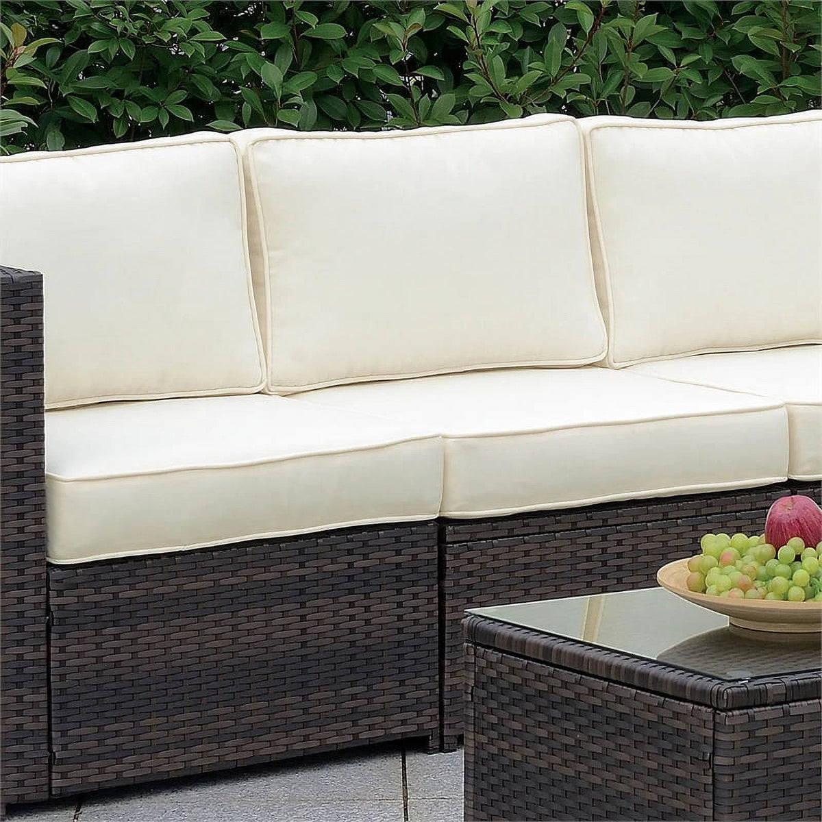 Brown and Beige Rattan Patio Armless Chair R9152