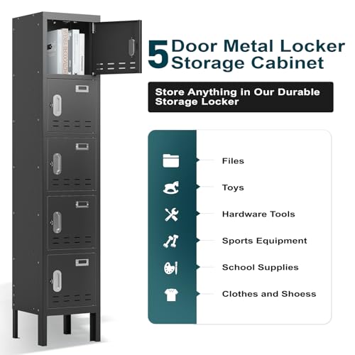 Metal Storage Locker with Door, Card Slot, 66" Height Steel Locker B279