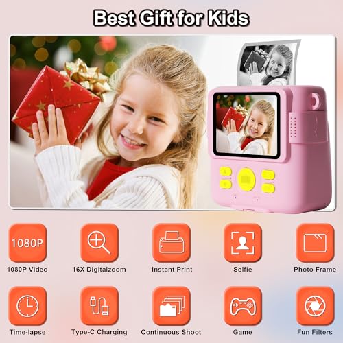 Kids Instant Print Camera with 32GB Card Purple T178