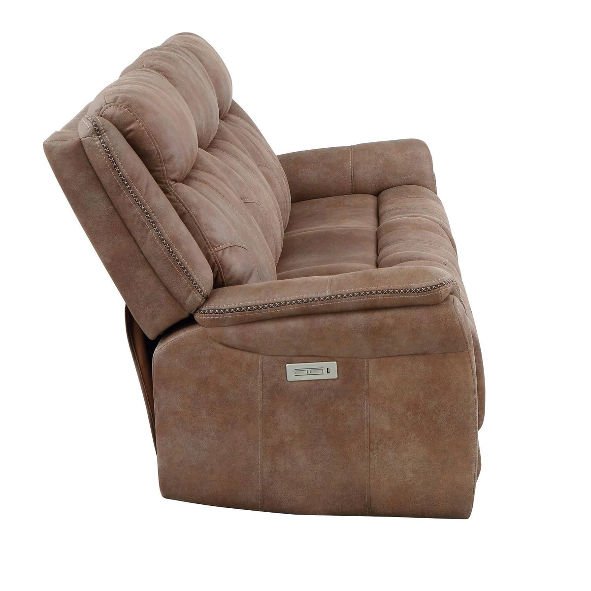 Camel Brown Polyester Faux Suede Power Reclining Sofa S441425