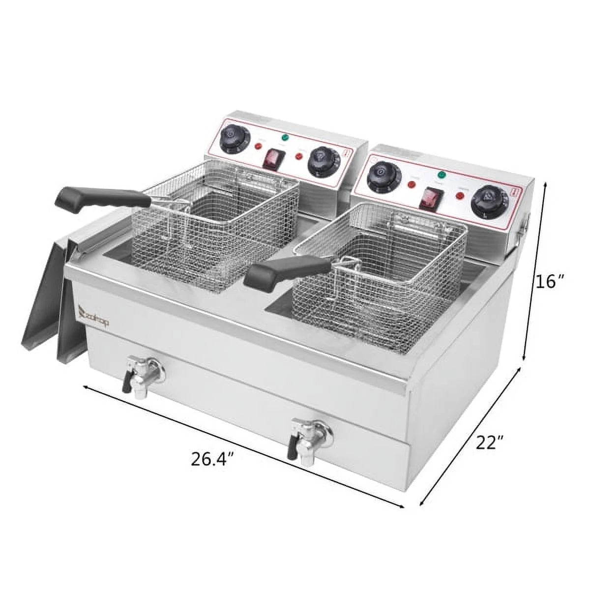 16.9QT Stainless Steel Double Tank Deep Fryer 3400W G91173